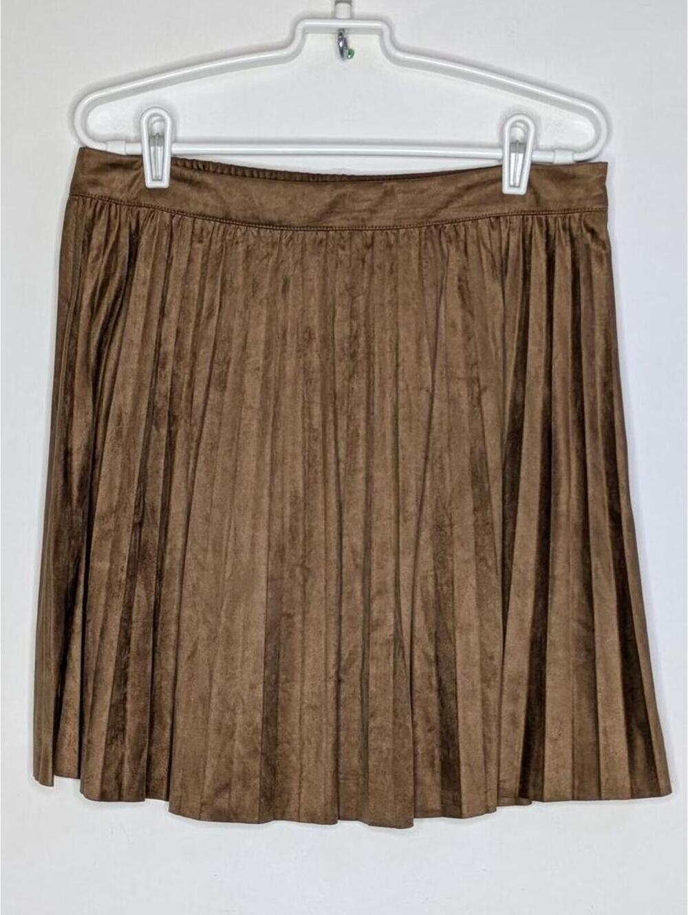 NWT Skies Are Blue Lizzie Brown Faux Suede Mini Skirt L